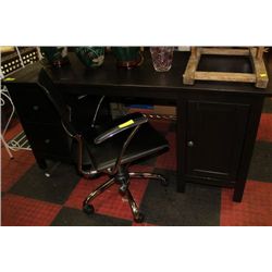 DARK PINE DESK W OFFICE CHAIR