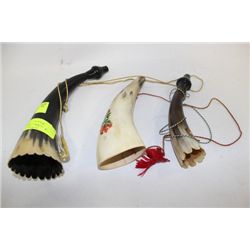 3 ANTIQUE ANTLER HORNS