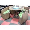 Image 1 : RATTAN STYLE ROUND PATIO TABLE W 4 NESTING SIDE