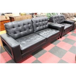 NEW BLACK LEATHER DESIGNER SOFA ND LOVE SEAT