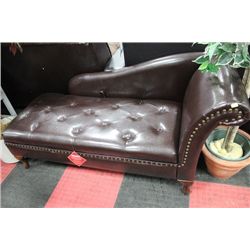 NEW BROWN LEATHER STORAGE CHAISE LOUNGE CHAIR