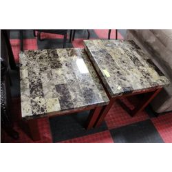 PAIR OF FAUX MARBLE END TABLES