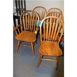 SET OF 5 OAK DINING CHAIRS