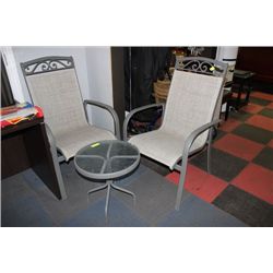 PATIO END TABLE W 2 CHAIRS