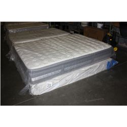 SERTA QUEEN SIZE EUROTOP MATTRESS WITH BOXSPRING - SOME CONDITION DAMAGE