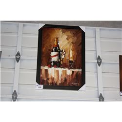 FRAMED OIL ON CANVAS WINE SERVING ARTWORK