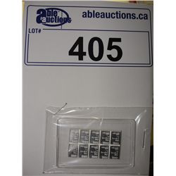 10X 999SOLID SILVER VALCAMBI SUISSE DIVISABLE UNCUT BAR. TAX EXEMPT