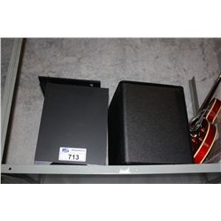 PAIR OF SUBWOOFERS AND GUITAR (PARTS)