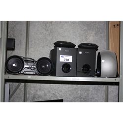 LOT OF SPEAKERS AND STEREO ITEMS