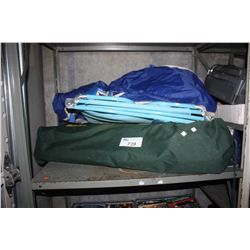 SHELF LOT OF CAMPING GEAR