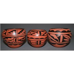 THREE JEMEZ POTTERY BOWLS
