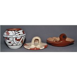 THREE JEMEZ POTTERY ITEMS