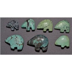 SEVEN TURQUOISE BEAR FETISHES