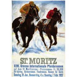 ADVERTISING HORSE POSTER ST MORITZ - ST. MORITZ…