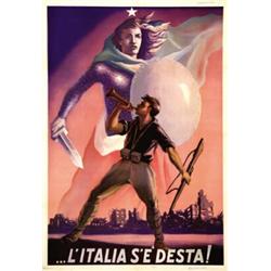 ITALIAN POLITICAL ADVERTISING POSTER - ... L'ITALIA S'E' DESTA!…