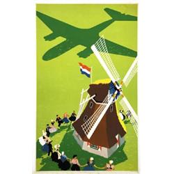 ADVERTISING AVIATION POSTER - MANIFESTO PUBBLICITARIO PER LA COMPAGNIA AEREA KLM…