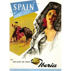 ADVERTISING AVIATION POSTER - LOTTO DI N. 4 LOCANDINE PER LA COMPAGNIA IBERIA…