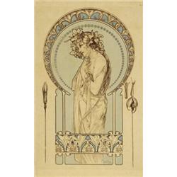 ADVERTISING POSTER A. MUCHA - LOTTO DI N. 2 LITOGRAFIE DECORATIVE…