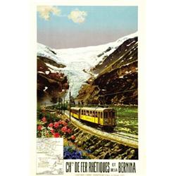 ADVERTISING TOURISM POSTER - CH.INS DE FER RHETIQUES ET DE LA BERNINA…