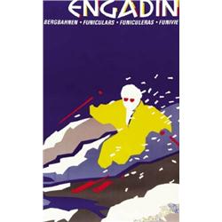 ADVERTISING WINTER SPORT POSTER - ENGADIN…