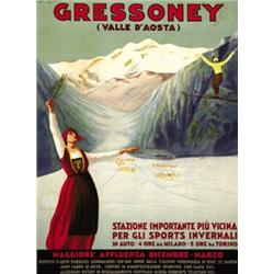 ADVERTISING WINTER SPORT POSTER - GRESSONEY…