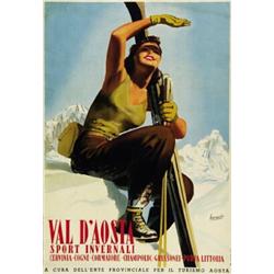 ADVERTISING WINTER SPORT POSTER - VAL D'AOSTA SPORT INVERNALI…