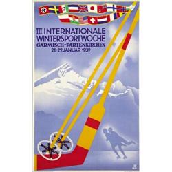 ADVERTISING WINTER SPORT POSTER - III INTERNATIONALE WINTER SPORTWOCHE…