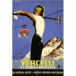 ADVERTISING WINTER SPORT POSTER - VERCELLI E I SUOI CAMPI DI NEVE…