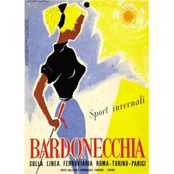 ADVERTISING WINTER SPORT POSTER - BARDONECCHIA…