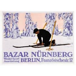 ADVERTISING WINTER SPORT POSTER - BAZAR NURNBERG…