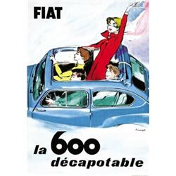 CAR ADVERTISING POSTER - FIAT, LA 600 DECAPOTABLE…