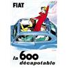 Image 1 : CAR ADVERTISING POSTER - FIAT, LA 600 DECAPOTABLE…