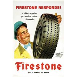 CAR ADVERTISING POSTER - LOTTO DI N. 2 MANIFESTI PER LE GOMME FIRESTONE…