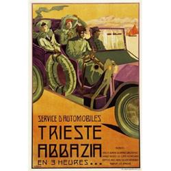 CAR ADVERTISING POSTER - SERVICE D'AUTOMOBILES TRIESTE - ABBAZIA…