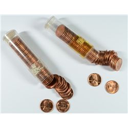 LOT OF ( 2 ) ORIGINAL GEM BU ROLLS OF 1955 LINCOLN CENTS