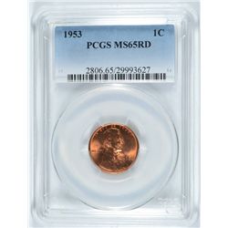 1953 LINCOLN CENT, PCGS MS-65 RED!