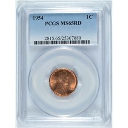 1954 LINCOLN CENT, PCGS MS-65 RED!