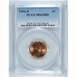 1954-D LINCOLN CENT, PCGS MS-65 RED!