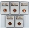 Image 1 : ( 5 ) 1954-D LINCOLN CENTS, NGC MS-66 REDS!
