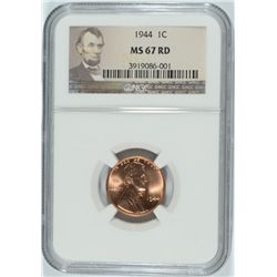 1944 LINCOLN CENT, NGC MS-67 RED!  RARE!!
