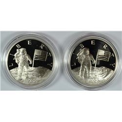 ( 2 ) 1988 AMERICA IN SPACE U.S. MINT 90% SILVER  MEDALS WITH BOXES/COA