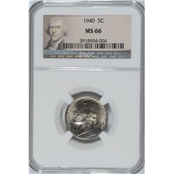 1940 JEFFERSON NICKEL, NGC MS-66