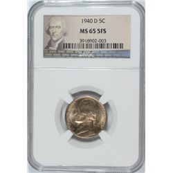 1940-D JEFFERSON NICKEL, NGC MS-65  5-FULL STEPS