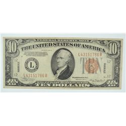 1934 $10 FEDERAL RESERVE NOTE (HAWAII) F/VF