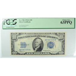 1934 $10 SILVER CERTIFICATE PCGS 63 PPQ