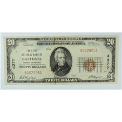 1929 $20 NATIONAL GASTONIA, NC #4377