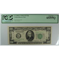 1934 $20 FEDERAL RESERVE NOTE PCGS 65 PPQ