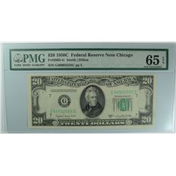 1950 $20 FEDERAL RESERVE NOTE PMG 65 EPQ
