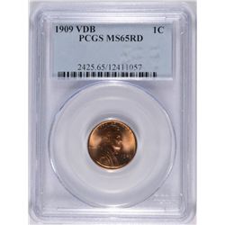1909 VDB LINCOLN CENT PCGS MS-65 RD