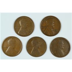 (5) 1911-D LINCOLN CENTS